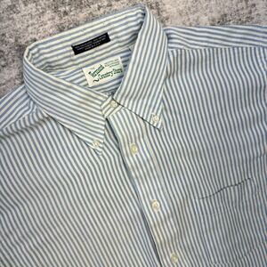 VTG Vermont Country Store Shirt Mens Medium White Blue Striped Seersucker Preppy